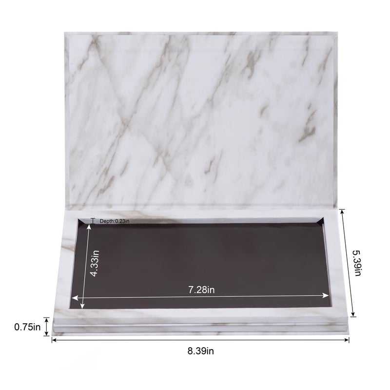 Allwon 2-Layer Book Shaped Marble Magnetic Palette Large Empty Makeup Palette Storage Box for Eyeshadow Lipstick Blush Powder (White) - Image 3